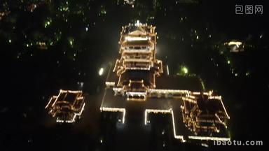 济南大明湖5A景区超然楼夜景航拍
