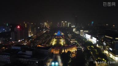 济南泉城广场夜景航拍