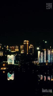 航拍武汉城市夜景竖屏