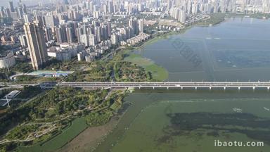 航拍武汉沙湖大桥