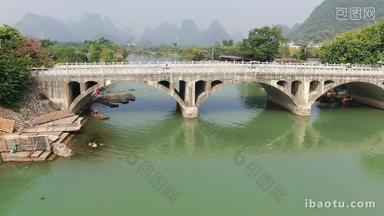 广西桂林遇龙河桥梁航拍