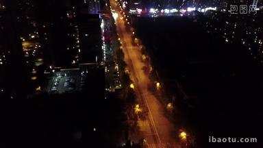 高层街景汽车夜景沈阳航拍视频