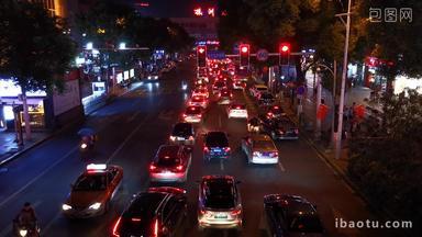 城市夜景拥堵交通竖拍