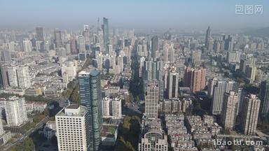 航拍南京城市高楼建筑新街口