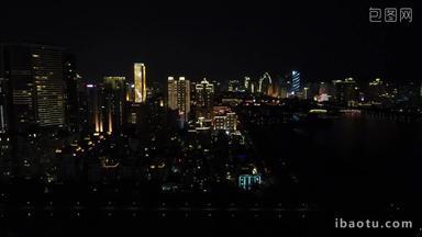 福建厦门城市夜景交通航拍