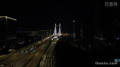 福建福州鼓山大桥夜景航拍