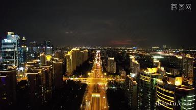 江苏苏州城市夜景灯光航拍