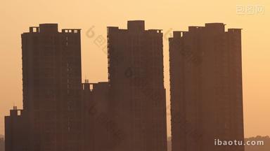 城市高楼日落日出氛围实拍4k