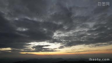 山脉城市晚霞航拍实拍4k