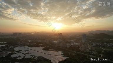 城市日落氛围航拍实拍4k