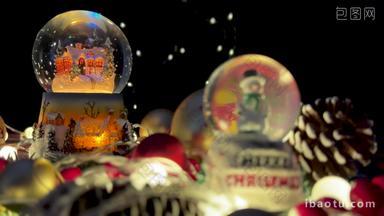圣诞节日旋转的<strong>水晶球</strong>实拍4k