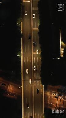 城市航拍武汉城市夜景灯光交通竖屏航拍
