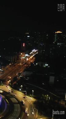城市航拍武汉夜景交通竖屏