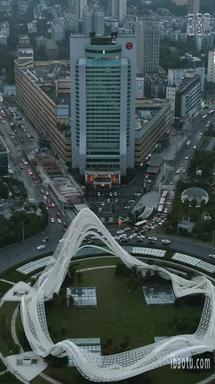 城市延时武汉交通航拍延时摄影