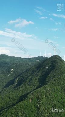航拍能源发电风车高山山顶