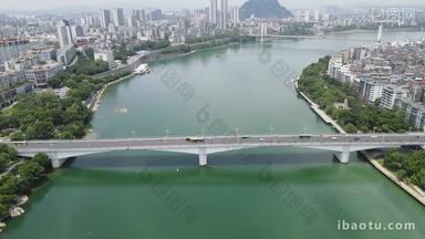 航拍广西柳州柳江大桥交通视频