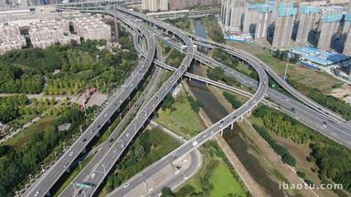 城市 交通高架桥拥堵车辆航拍