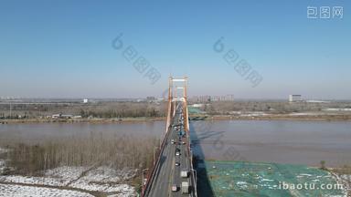 航拍山东济南黄河大桥