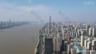 航拍武汉城市建设高楼大厦