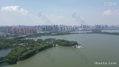 航拍武汉城市建筑密集高楼建筑