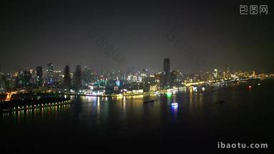 湖北武汉城市夜幕降临航拍