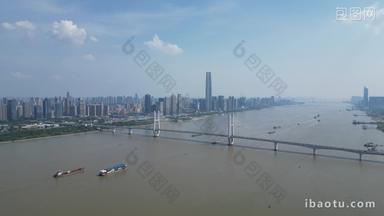 湖北武汉长江二桥交通航拍