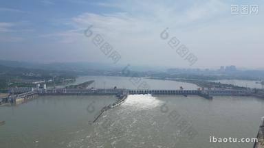 旅游景区湖北宜昌长江三峡葛洲坝航拍