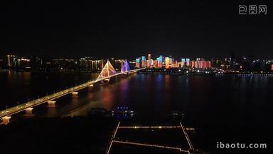 航拍湖北武汉二桥夜景