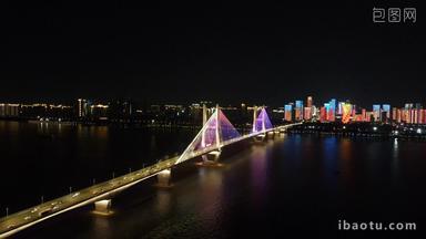 航拍湖北武汉长江二桥夜景