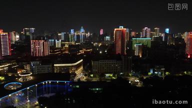航拍湖北武汉汉口江滩夜景