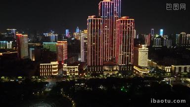 航拍湖北武汉时代广场夜景