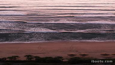 日出日落<strong>氛围</strong>下的海滩浪花实拍4k