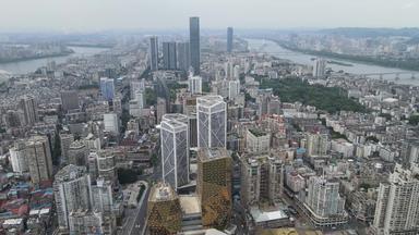 航拍广西柳州城市建设城市风光