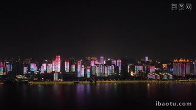航拍湖北武汉城市夜景灯光秀