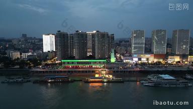 航拍湖北宜昌三峡旅游度假区宜昌港夜景