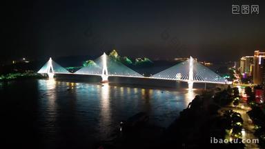 航拍湖北宜昌夷陵<strong>长江大桥</strong>夜景