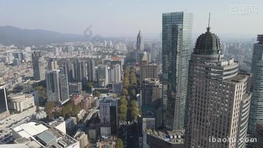 航拍南京城市高楼建筑新街楼