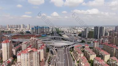航拍江西赣州城市高架桥交通