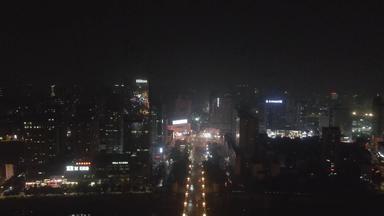 城市航拍株洲城市夜景交通