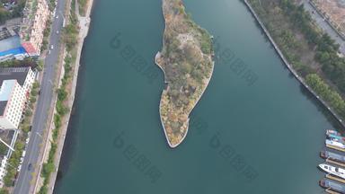 湖南怀化舞水河河中唯美岛屿