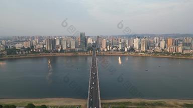 湖南株洲大桥交通航拍