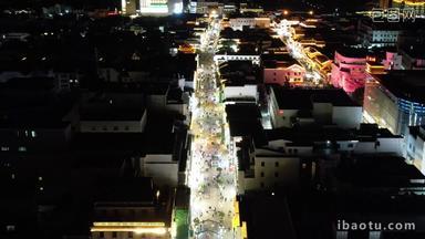 江苏苏州城市夜景观前街航拍