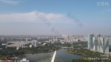 城市航拍郑州绿地双子塔