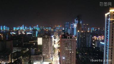航拍湖北武汉江汉路步行街夜景
