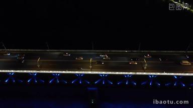 武汉大桥夜景航拍