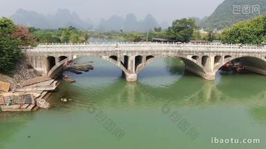 航拍广西桂林遇龙河桥梁