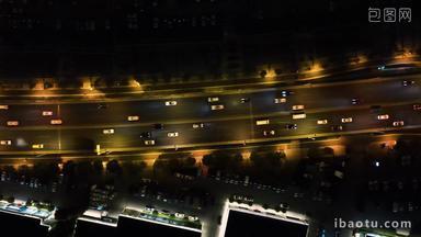 城市交通夜景道路高架4K