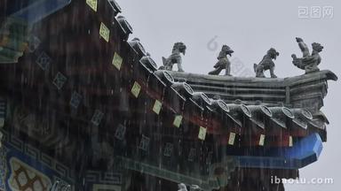 中式建筑雨天雨<strong>水</strong>雨景屋檐雨滴