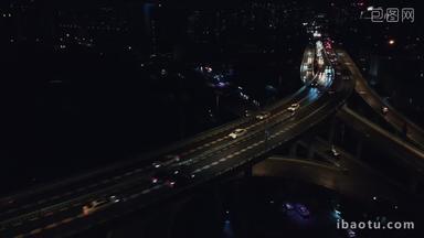 4K航拍城市车流公路夜景