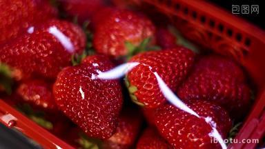 超市货架上<strong>保鲜</strong>盒里的草莓